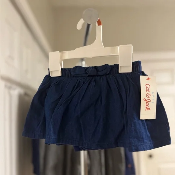 2Pcs Cat & Jack Denim Skirt & Baby Bloomer Size 6/9 Months NWT - Picture 2 of 9